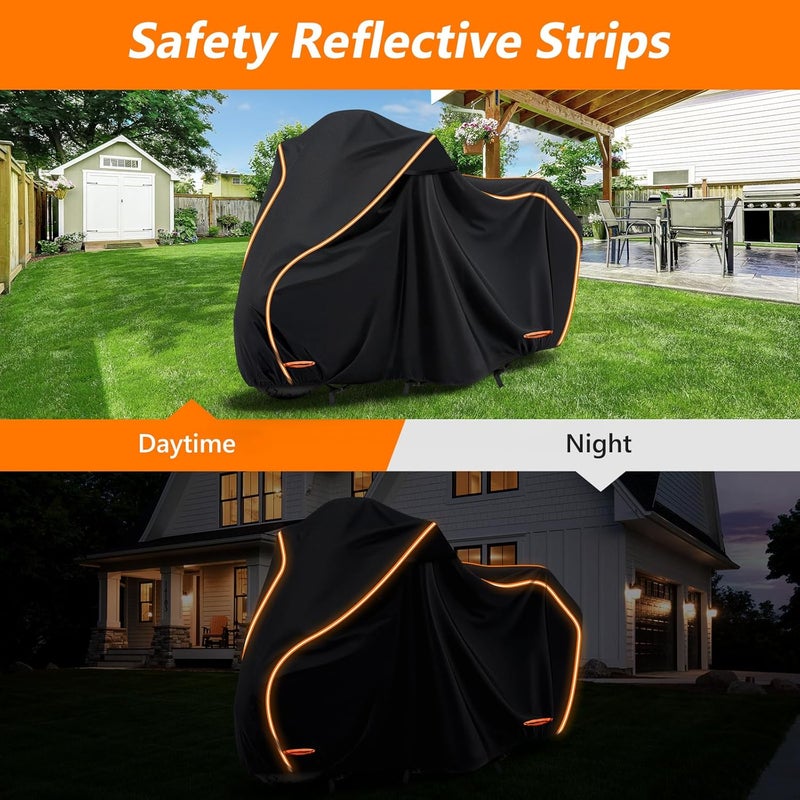 BIGACOVER 420D Waterproof Motorcycle Cover for Harley Davidson Cruiser, Softail Standard, Iron 883, Heritage Classic 114, Fat Boy, Sport Glide, Shadow Cruiser,Windproof Heavy Duty Outdoor Bike Cover - Image 4